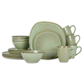 ChicTable Elegance - Modern Sage Green 16-Piece Smooth Ceramic Dinnerware Set for 4