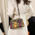 Serpentine Luxe - Women’s Snakeskin Leather Shoulder Bag, Small Square Clutch Purse, Designer Evening Handbag