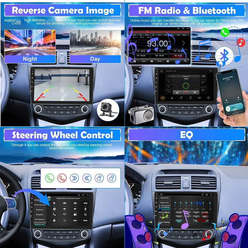 AccordTech Touch Display - 10.1" Android Car Stereo for Honda Accord 2003-2007, GPS, Bluetooth, Wifi, Camera