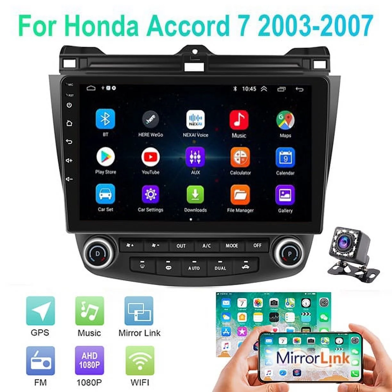 AccordTech Touch Display - 10.1" Android Car Stereo for Honda Accord 2003-2007, GPS, Bluetooth, Wifi, Camera