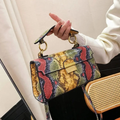 Serpentine Luxe - Women’s Snakeskin Leather Shoulder Bag, Small Square Clutch Purse, Designer Evening Handbag