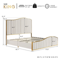 Royal Elegance King Size Bed Frame - Vertical Channel Gold Trim Headboard & Footboard