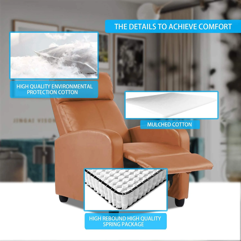 BestOffice Zero Gravity Recliner Chair - PU Leather Contemporary Manual Recliner, Black