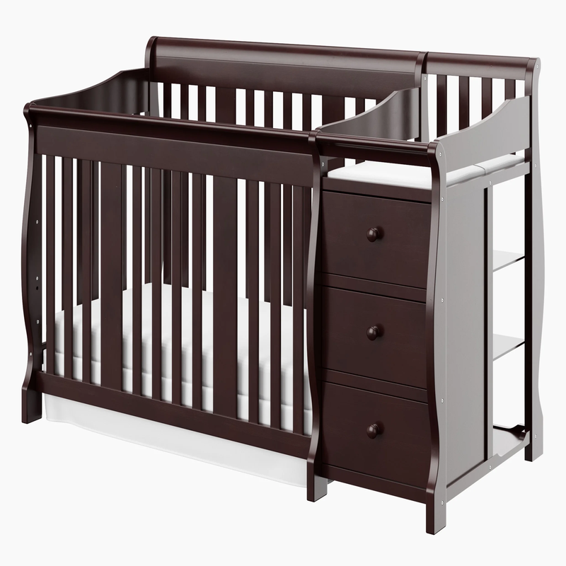 Portofino 5-in-1 Convertible Crib with Changer - Espresso Wood Finish Nursery Essential for Infants & Toddlers