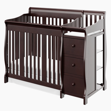 Portofino 5-in-1 Convertible Crib with Changer - Espresso Wood Finish Nursery Essential for Infants & Toddlers
