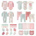 BlossomBaby Layette Set - 30-Piece Newborn Essentials, Pink Floral Elephant Theme, 0-3 Months Gift Bundle