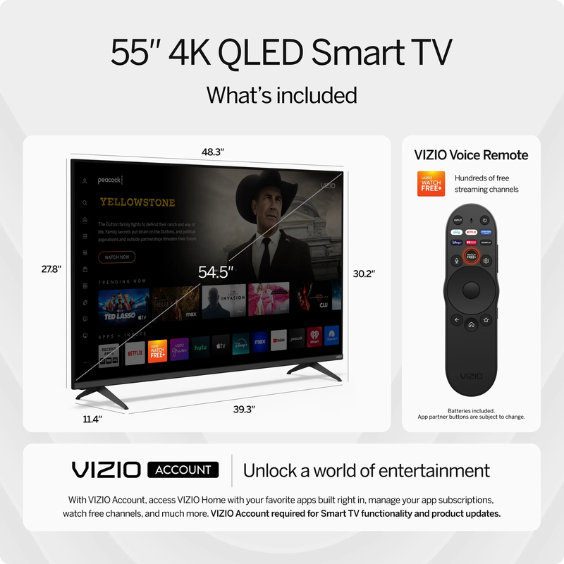 QuantumVision 55" 4K QLED HDR Smart TV - Next Gen Display