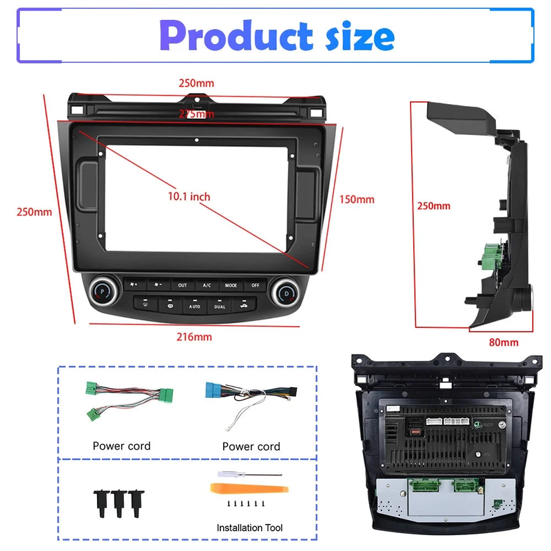 AccordTech Touch Display - 10.1" Android Car Stereo for Honda Accord 2003-2007, GPS, Bluetooth, Wifi, Camera