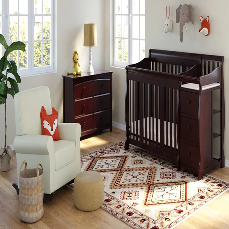 Portofino 5-in-1 Convertible Crib with Changer - Espresso Wood Finish Nursery Essential for Infants & Toddlers