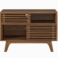 Render Display Stand - Modern Walnut Finish Particleboard Wood Shelving Unit for Stylish Home Storage