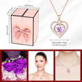 EverLove Rose Gift Set - 925 Sterling Silver Double Heart Necklace for Her, Anniversary, Valentine's, Birthday, Christmas
