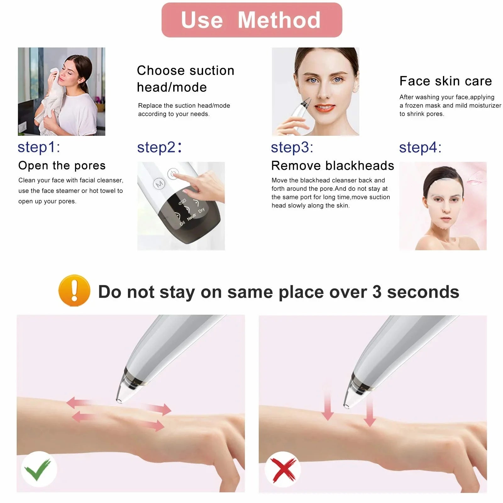 Blackhead Remover Pore Vacuum Cleaner Pimple Extractor - Facial Pore Cleaner Pore Extractor - Electric USB Pore Vacuum with 5 Probes - Blackhead Suction Tool - Blackhead Remover Kit (White)