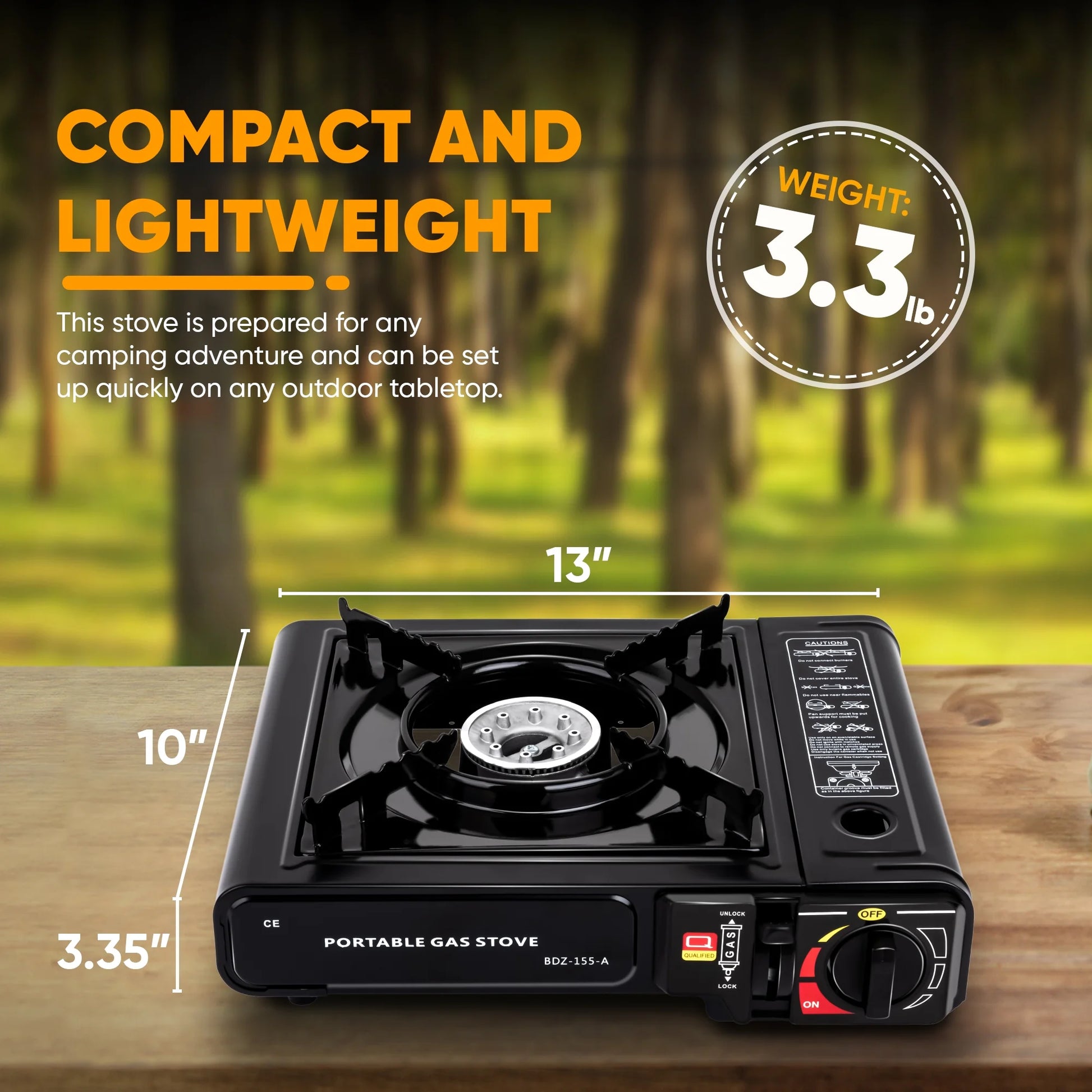 AdventureFuel Portable Camping Gas Stove - 9,800 BTU Butane Outdoor Cooking Stove