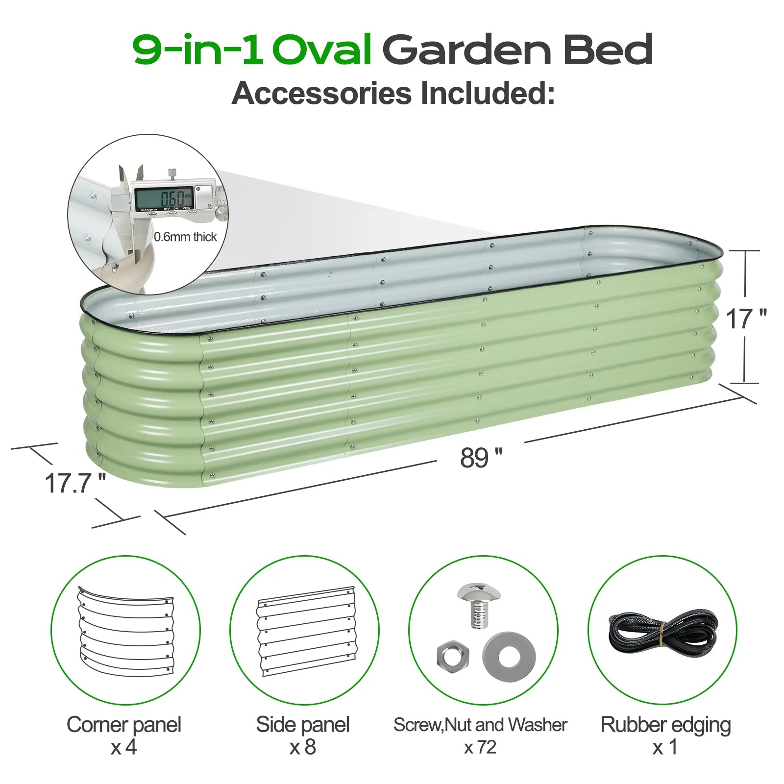 GardenFlex 9-in-1 Modular Raised Garden Bed - Olive Green Aluzinc Planter for Vegetables, Herbs & Flowers (71"L x 35"W x 17"H)