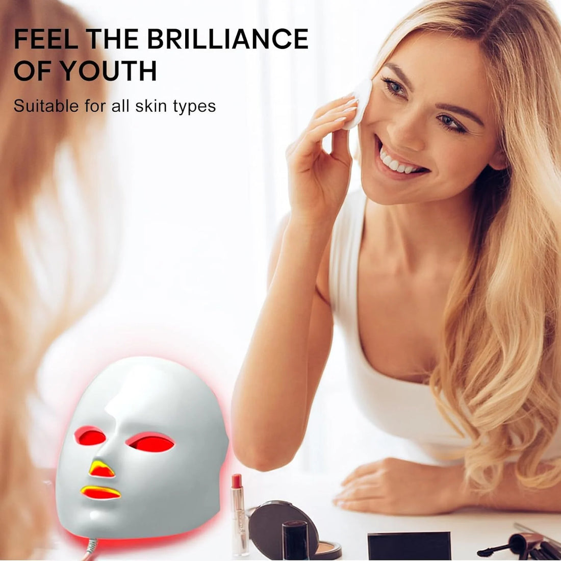 Led Face Mask Light Therapy,  Red Light Therapy for Face, 7 Colors LED Facial Skin Care Mask for Women Skin Care at Home