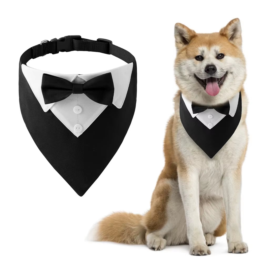 Sucado Adjustable Bow Tie Dog Collar Tuxedo Bandana for Puppy Wedding Birthday Party Dress-Up Cosplay Neck Wear