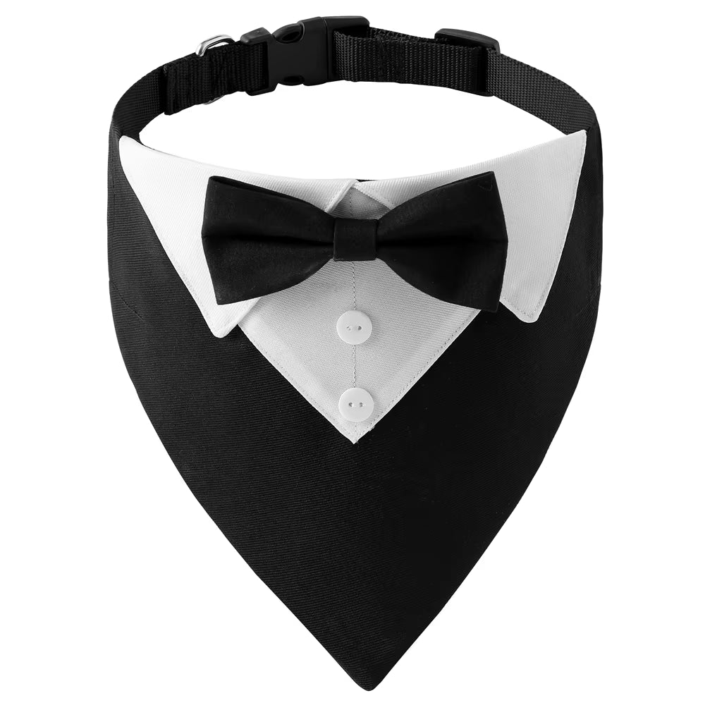 Sucado Bow Tie Dog Collar Tuxedo Bandana Adjustable Formal Puppy Triangle Neck Wear for Wedding Birthday Dress-Up Cosplay Party