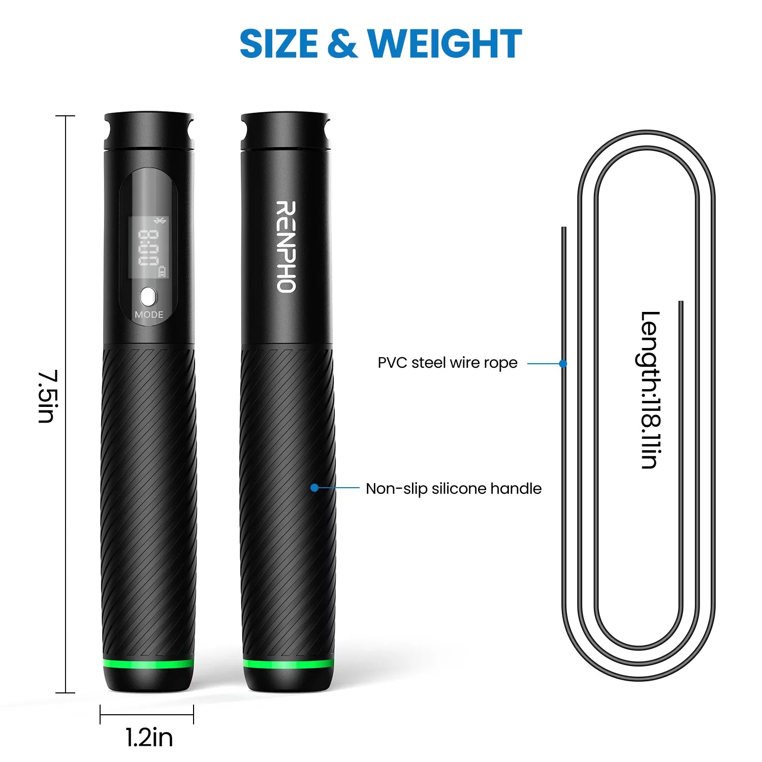 FitTrack 9FT Smart Jump Rope - Adjustable with Calorie & Time Tracking, Black