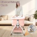 CozyNest Folding Baby Bassinet - Portable Travel Crib with Wheels, Pink