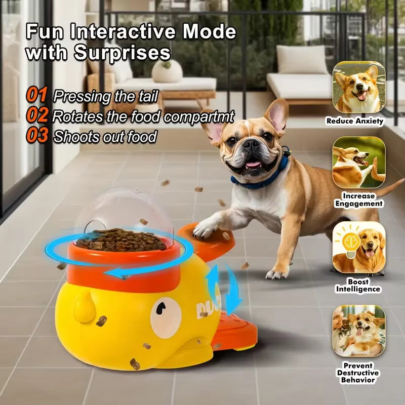 Yellow Duck-Shaped Durable Dog Treat Dispenser Puzzle Toy for Training