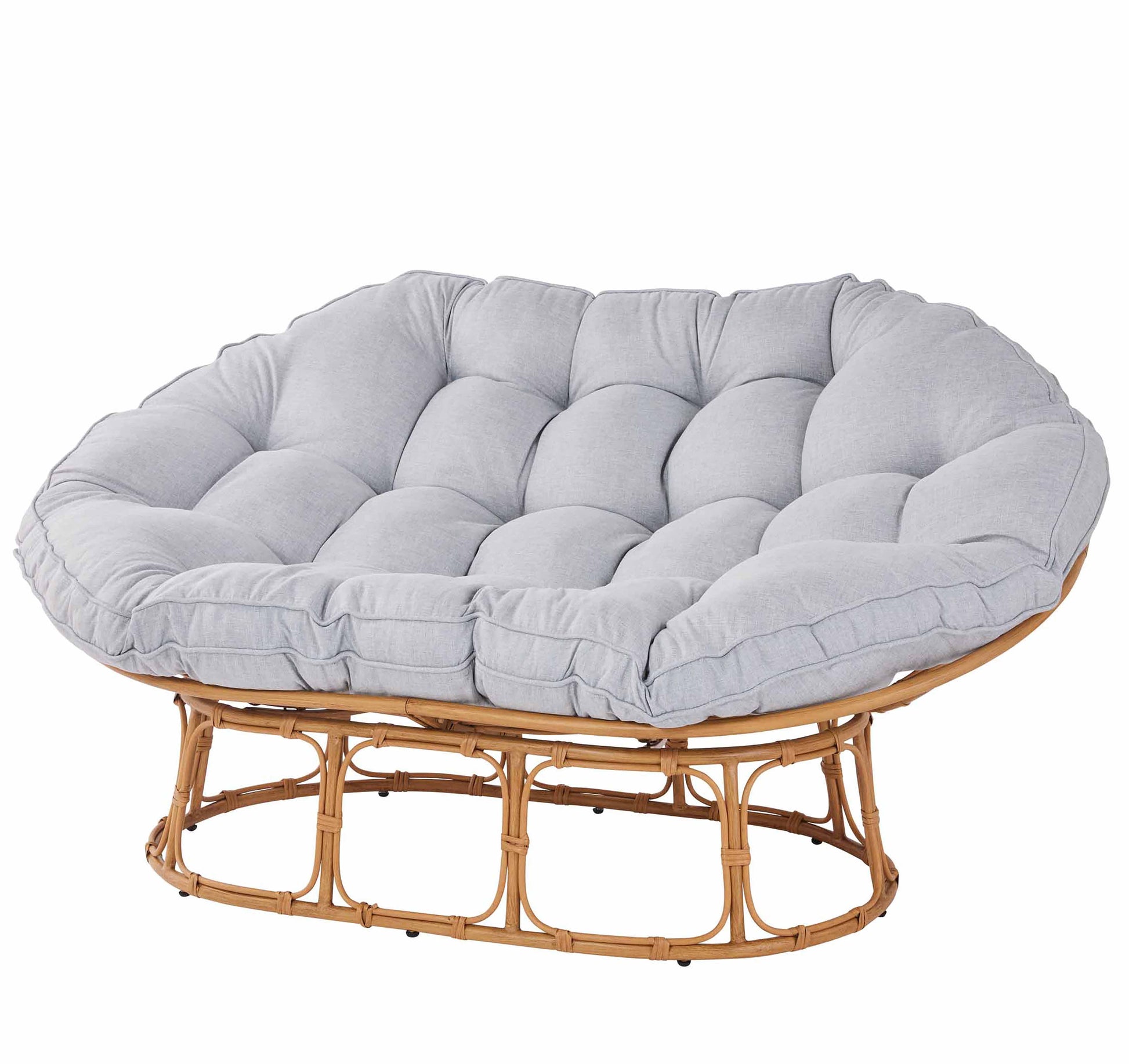 CozyNest Double Papasan Chair - Grey Linen Lounge Seating for Ultimate Comfort