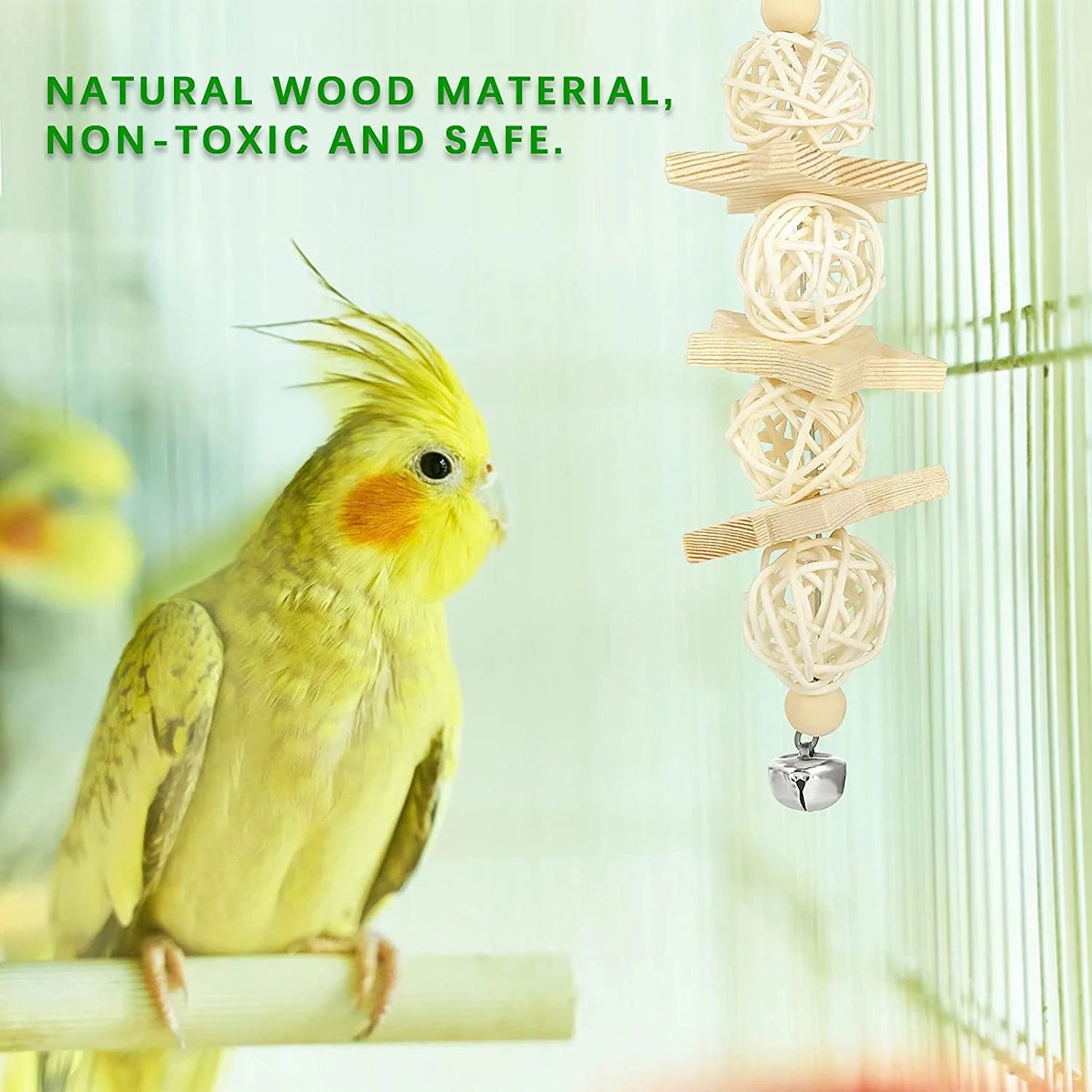 ParrotPal 8-Piece Extra Large Wooden Bird Toys Set – Swing & Chewing Toys for Parakeets & Parrots