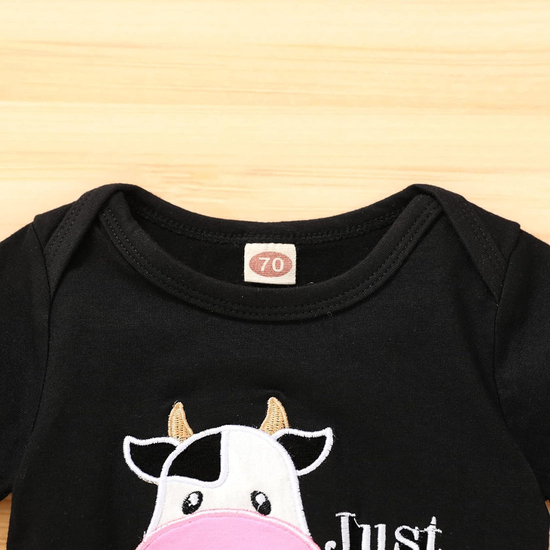 Infant Baby Girl Clothes Summer Black Embroidered Cow Letters Print Romper Cow Spots Shorts Set Toddler Outfits