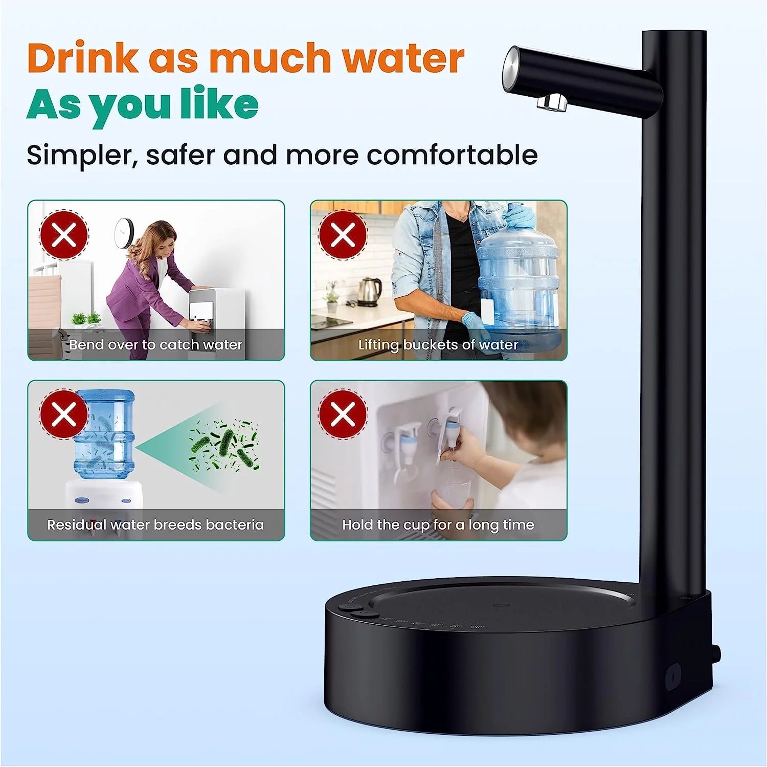 HydroFlow Desktop Water Dispenser - Portable 5 Gallon Pump with Type-C Charging for Home & Office