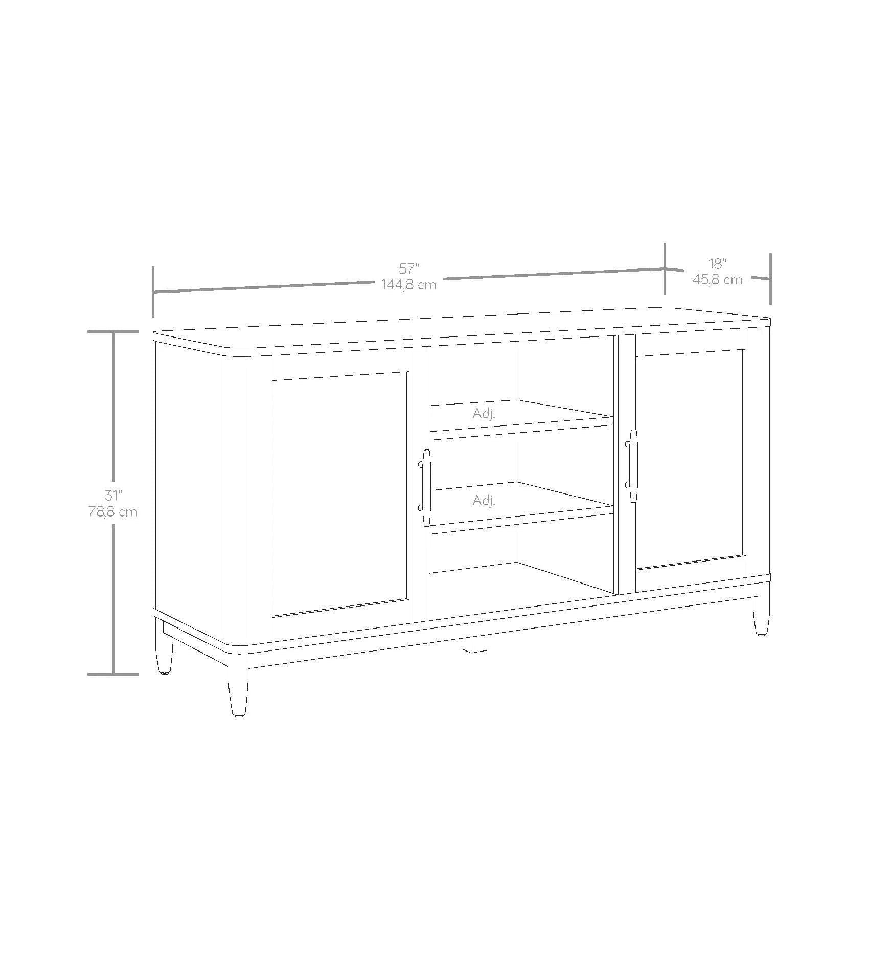Springwood Cane Media Console - Charcoal TV Stand for TVs Up to 65" - Modern Design