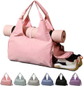 ActiveGlow Yoga Gym Bag - Women's Duffel with Mat Holder, Shoe Compartment & Wet Dry Pockets