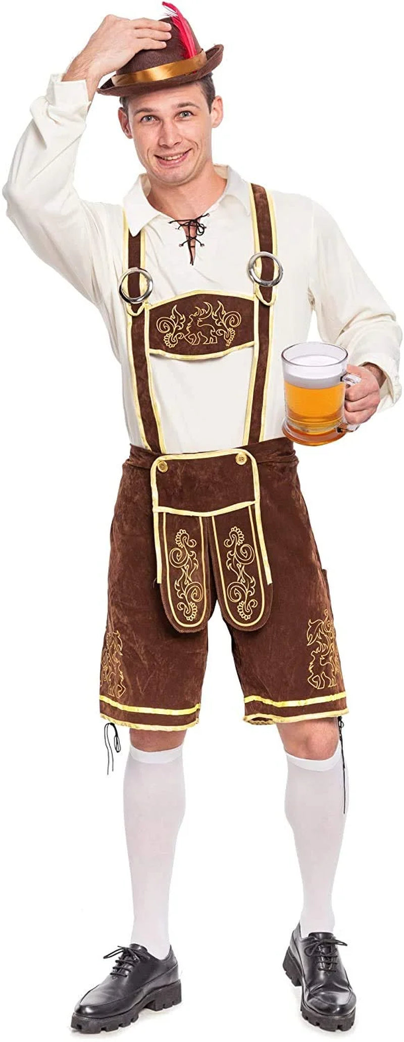 Men's German Bavarian Oktoberfest Costume Set Beer Hat for Adults Halloween