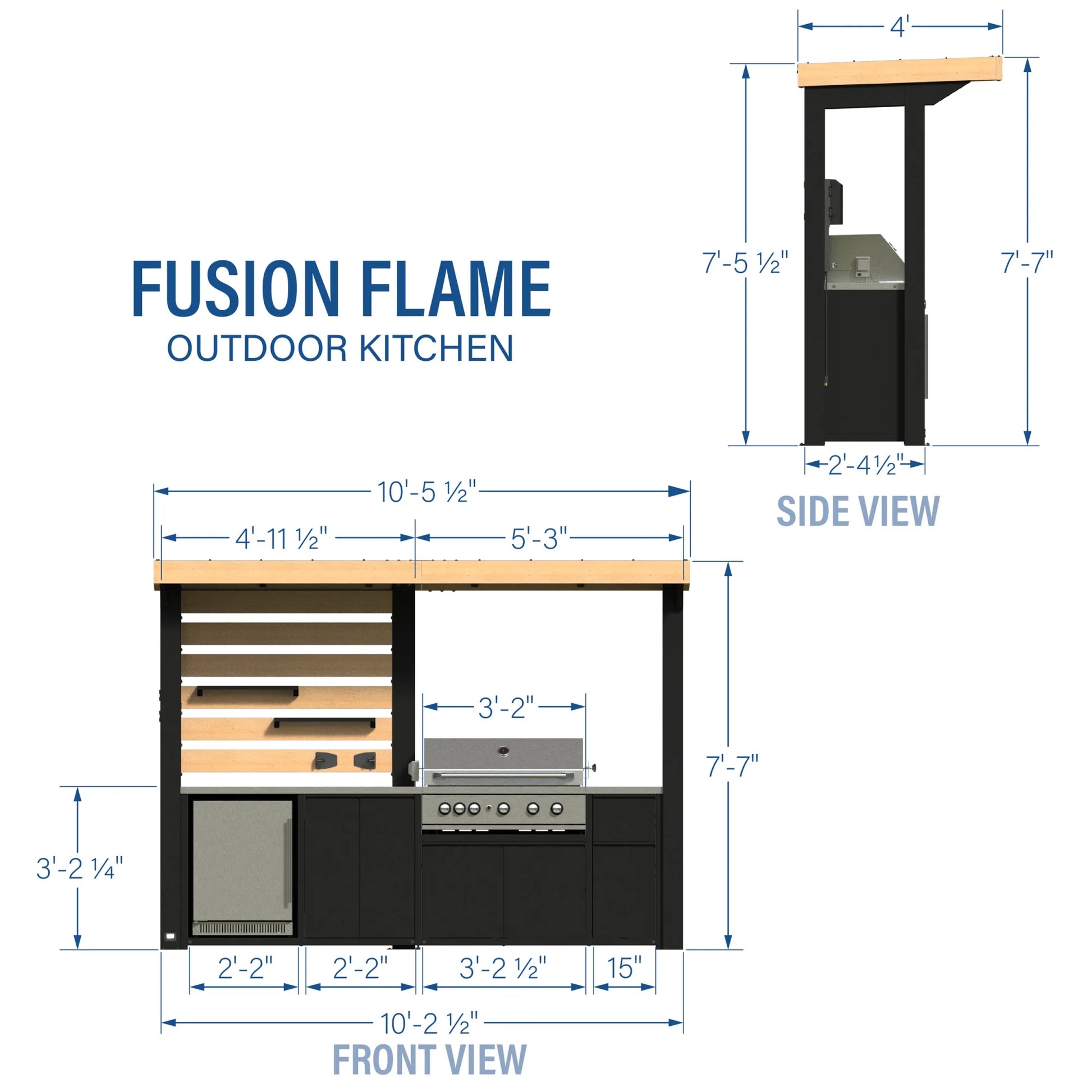FusionFlame 5-Burner Outdoor Grill - Black Stainless Steel Gas BBQ