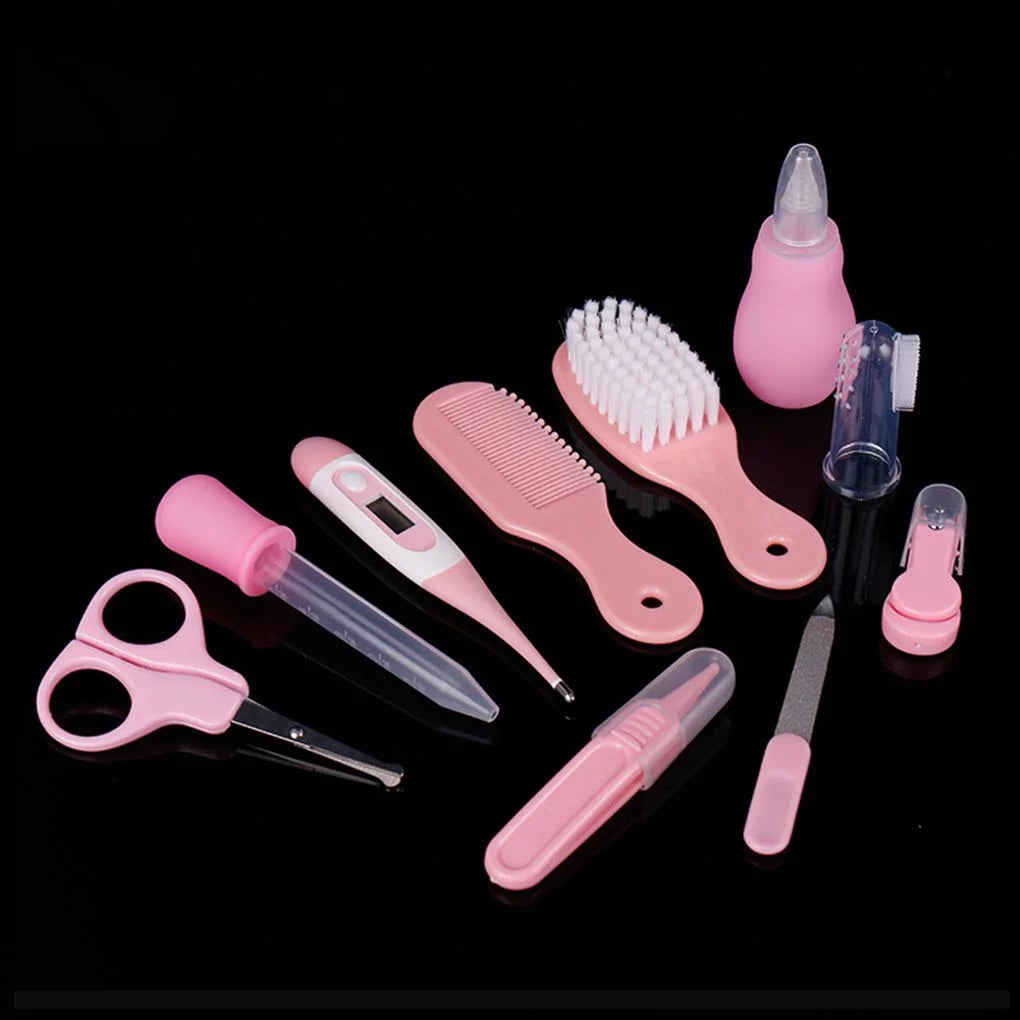 10Pcs Baby Infant Health Care Set Multi Functions Newborn Nose Cleaner Nails Clipper Tweezers Thermometer Kit Supplies