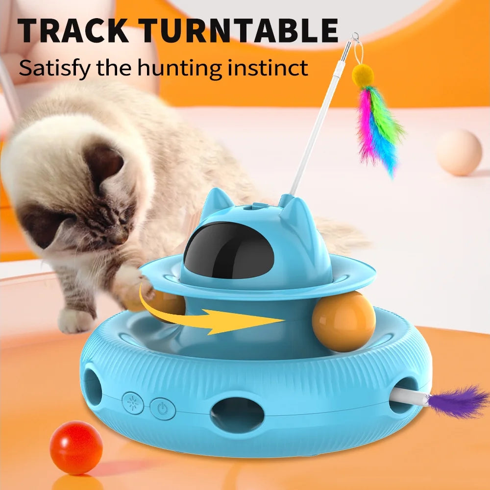 Cornmi PlayPal - 4-in-1 Interactive Smart Cat Toy with Laser, Feather Wand, and Rotating Modes