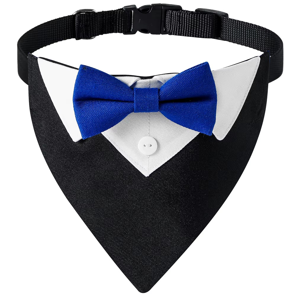 Sucado Bow Tie Dog Collar Tuxedo Bandana Adjustable Formal Puppy Triangle Neck Wear for Wedding Birthday Dress-Up Cosplay Party