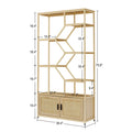 NaturalWood 7-Tier Rattan Bookshelf - Stylish Display & Storage Shelf for Living Room & Office