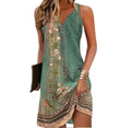 Women'S Dresses Summer Fashion Stitching V Neck Loose Bohemian Vacation Woman Basic Sleeveless Vestidos