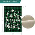 Lucky and Blessed Shamrock St. Patrick'S Day Garden Flag 12.5 X 18 Inch Watercolor Buffalo Plaid, Patricks Day Decoration