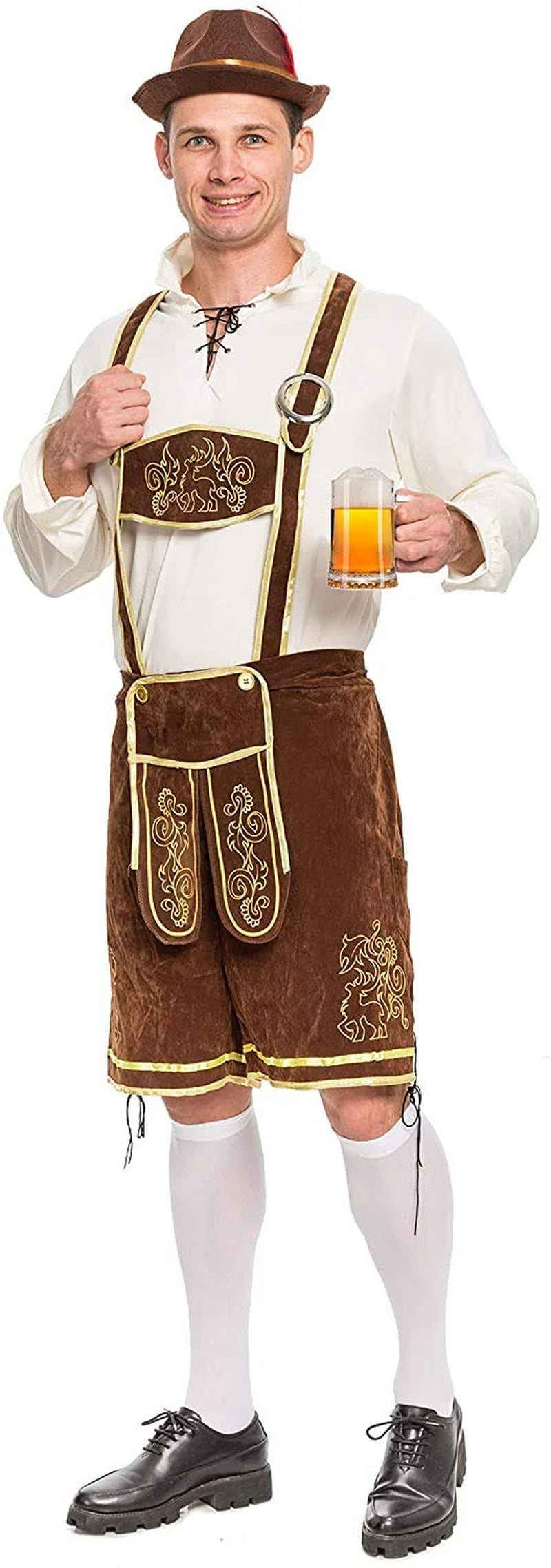 Men's German Bavarian Oktoberfest Costume Set Beer Hat for Adults Halloween