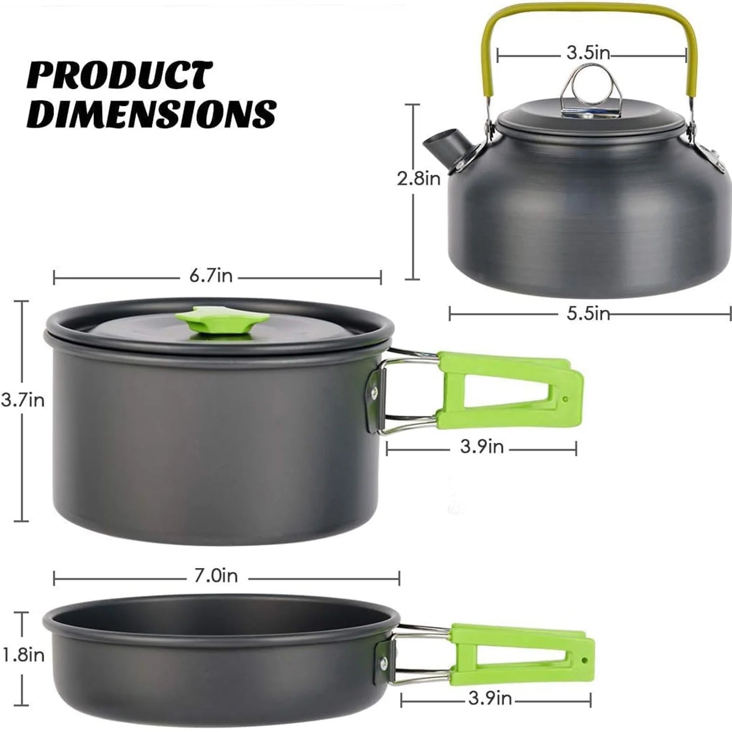CampMate 10-Piece Aluminum Mess Kit – Portable Outdoor Camping Cookware Set