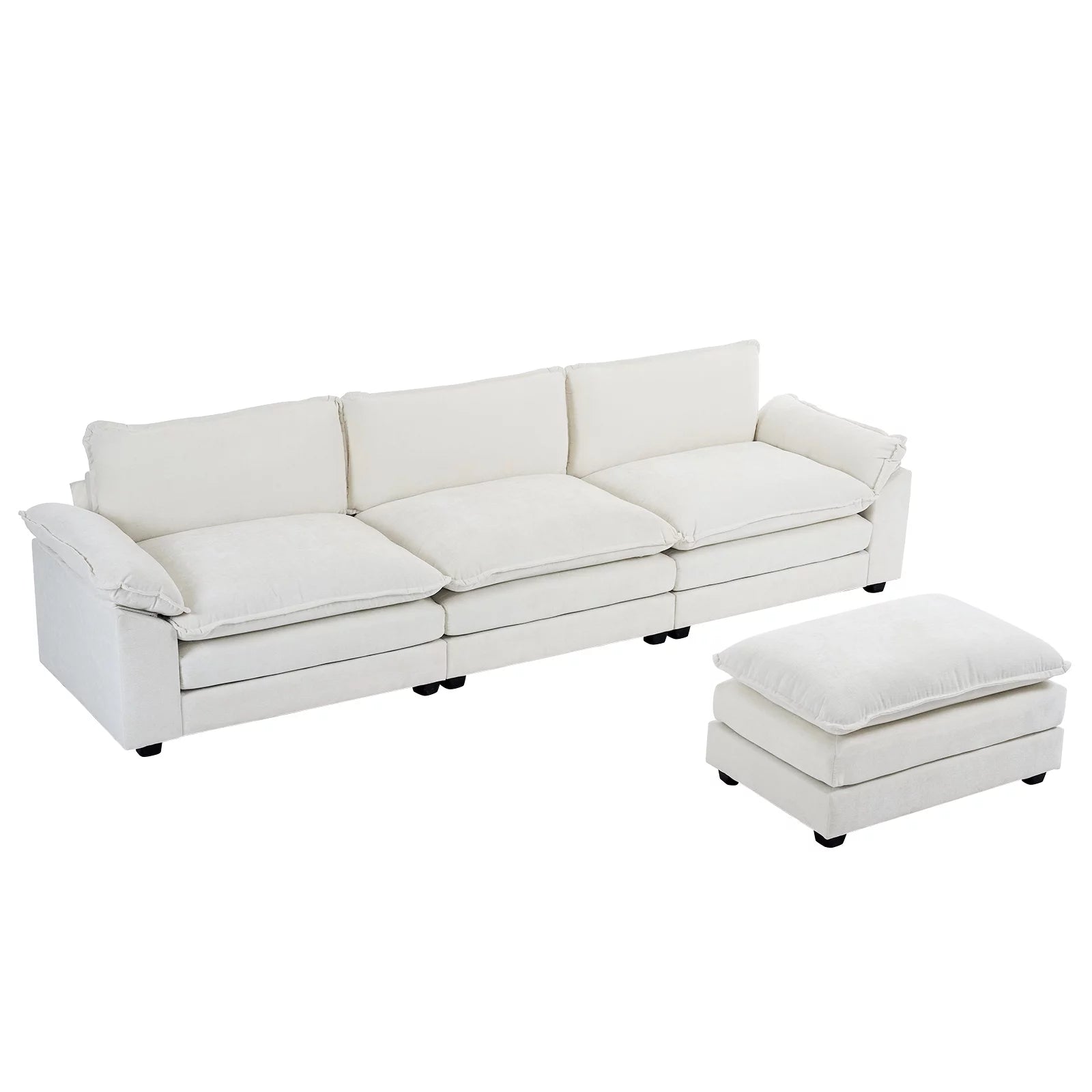 ComfortEase L-Shaped Sectional Sofa with Chaise – 3-Seat Sleeper Couch, Chenille Fabric, Beige