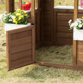 SunnyPlay Kids Outdoor Playhouse with Doors & Windows - Brown Wooden Garden Playhouse