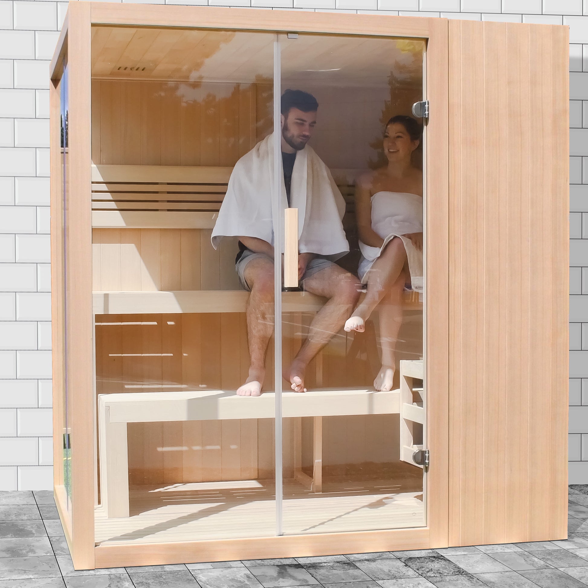 STHE4INNY Canadian Hemlock 4-6 Person Indoor Sauna - Wet & Dry with 4.5 Kw Heater