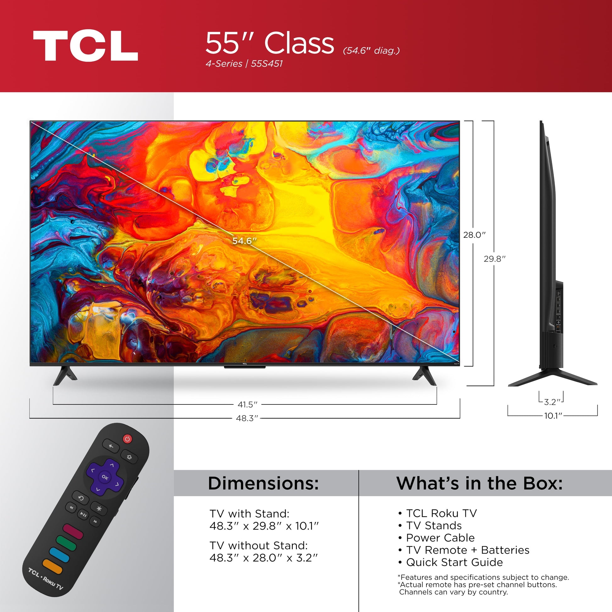 VisionMax 55" 4K UHD Smart TV - HDR & Roku Streaming