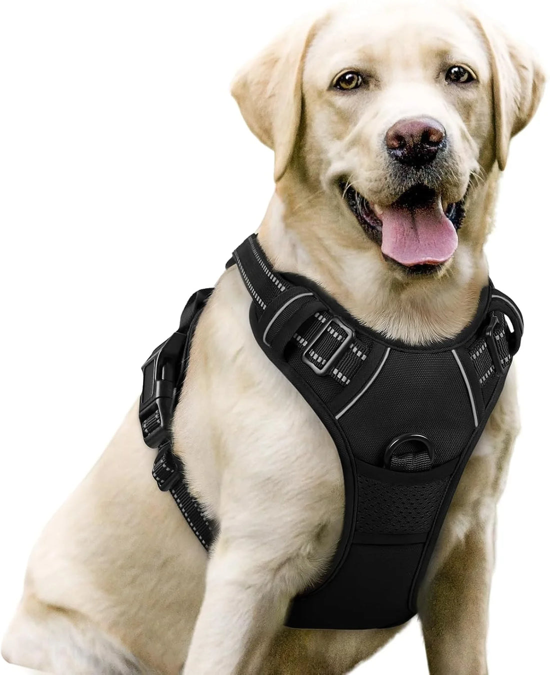 ControlMax Dog Harness - Adjustable No-Pull Soft Padded Vest with 2 Leash Clips & Reflective Oxford Fabric for Large Dogs