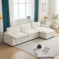 ComfortEase L-Shaped Sectional Sofa with Chaise – 3-Seat Sleeper Couch, Chenille Fabric, Beige