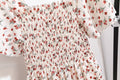 Spring Summer Chiffon Dress Women Midi Dressesfemale Short Sleeve Elastic Waist Printed Floral Pleated Backless Casual Dress