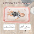 CozyNest Folding Baby Bassinet - Portable Travel Crib with Wheels, Pink