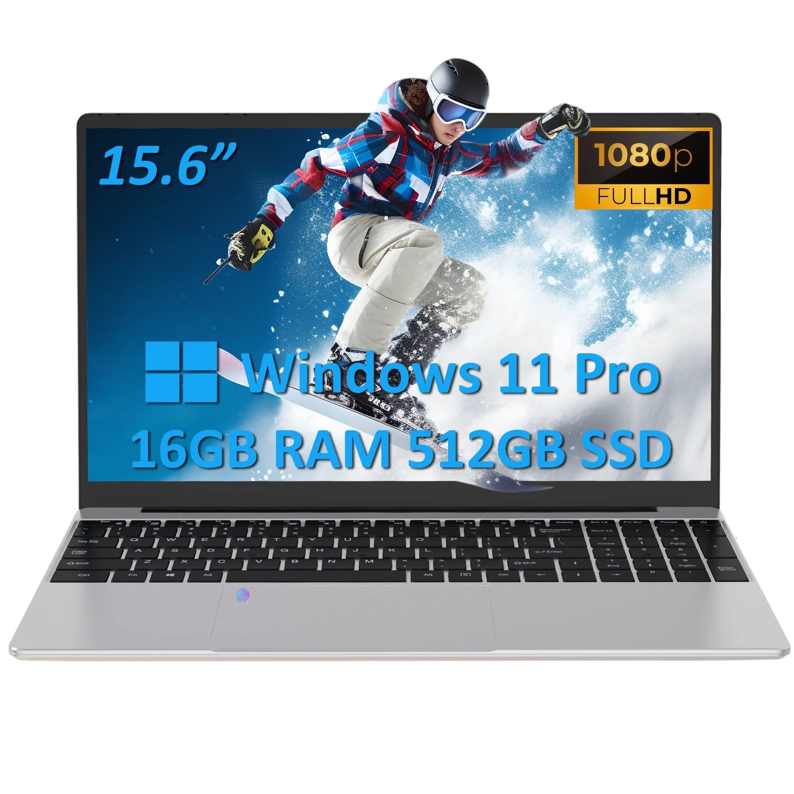 ElitePro 15.6" Laptop - Intel Alder N95, 16GB RAM, 512GB SSD, Windows 11 Pro, Fingerprint Reader