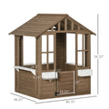 SunnyPlay Kids Outdoor Playhouse with Doors & Windows - Brown Wooden Garden Playhouse